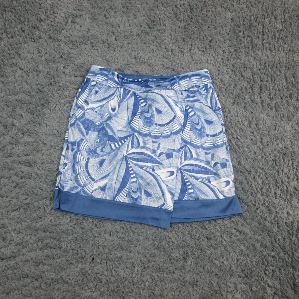 Greg Norman Golf Skort Womens Small Blue White Play Dry Tropical Leaf 30x17.5*